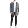 thumbnail image 2 of CHAQUETAS CHIC para Hombres Cardigan con Solapa Larga de Manga Regular Ajuste Abierto Talla 2XL Gris, 2 of 5