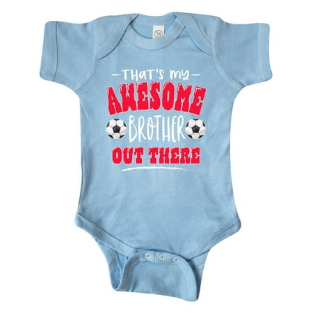 

Inktastic That s My Awesome Brother Out There with Soccer Balls Gift Baby Boy or Baby Girl Bodysuit