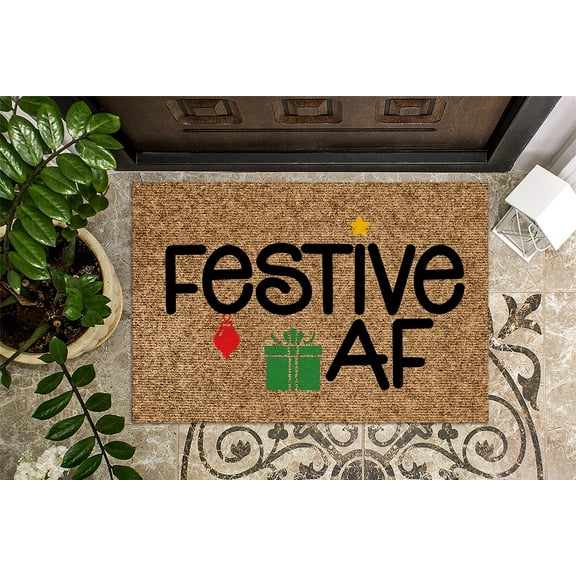 Festive AF COLOR VERSION | Christmas Doormat | Christmas Decoration | Welcome Mat | Holiday Doormat | Santa Doormat | Christmas Gift