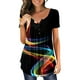 thumbnail image 4 of Gibobby Playera de Verano para Mujer Mujer Casual manga corta botón cuello en V suelta camiseta Top(Negro,XL), 4 of 5
