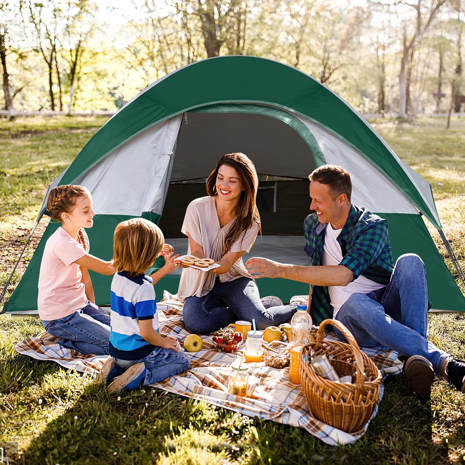 UNP Camping Tent 4 Person, Waterproof Windproof Tent with Rainfly Easy Set up-Portable Dome Tents for Camping