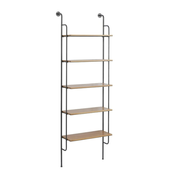 DecMode 23" x 12" 5-Tier Brown Wall Shelf