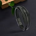thumbnail image 3 of Tejida Del Brazalete de de Los Hombres de Cuero Sunnimix Pulseras anchas de puño, 3 of 8