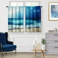 thumbnail image 2 of Ocean Beach Kitchen Curtains - Blue Ocean Tropical Hawaiian Summer Sea Waves Scenery Print Decor Home Bedroom Living Room Rod Pocket Window Drapes 2 Panels Set, 56"x36", 2 of 5