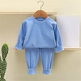 thumbnail image 2 of REDARER Unisex Kids 2 Piece Thermal Base Set Plain Crew Neck Long Sleeve Fall Winter Warm Loungewear Top And Pants Pajamas,3-4 Years, 2 of 3
