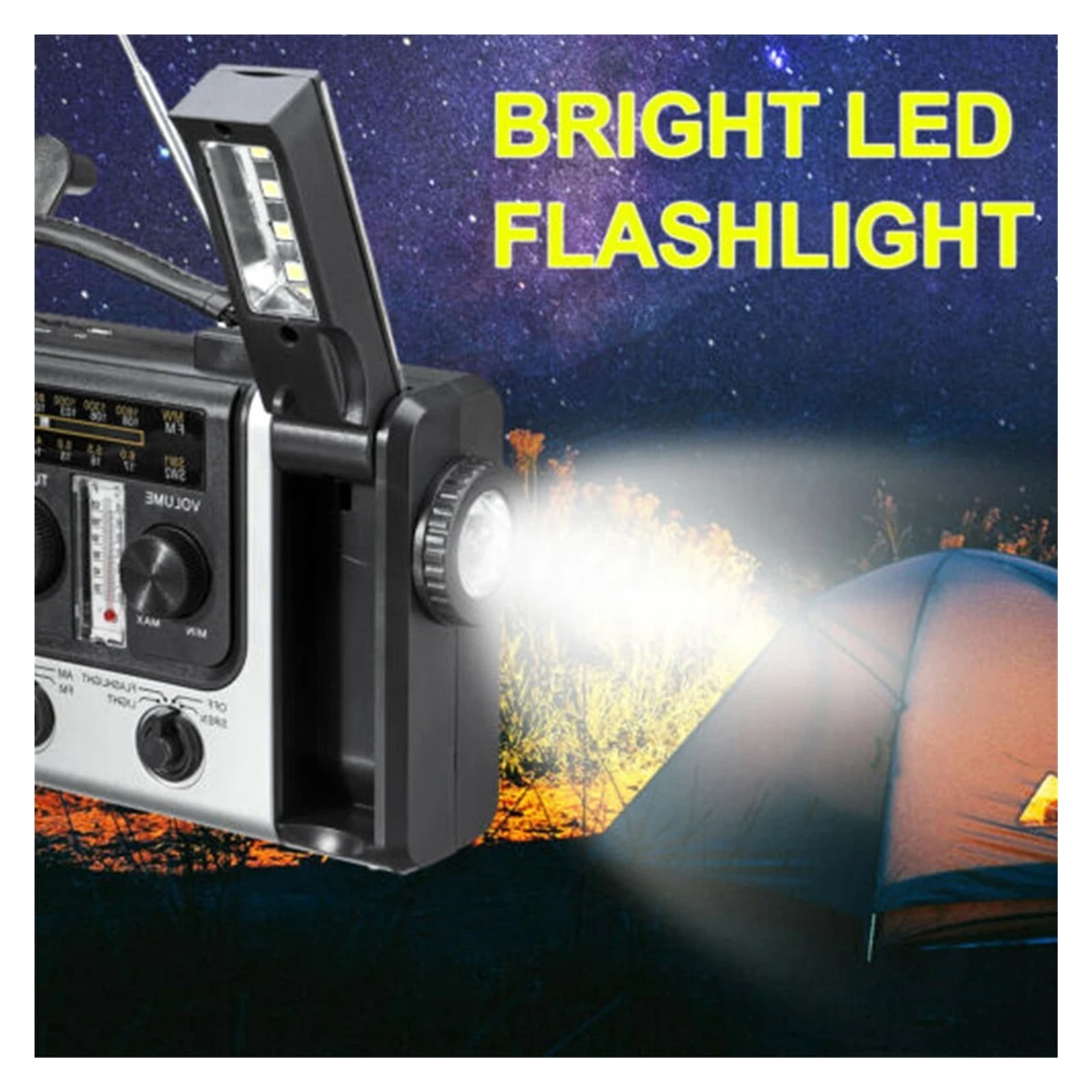 Multifunctional Outdoor SOS Emergency Flashlight Solar Hand-Cranked Power Generation Radio Weather Broadcast