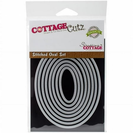 UPC: 0818561025093 | CottageCutz Basics Dies  8pk  Stitched Oval  .9  x 1.9  to 3.5  x 4.5