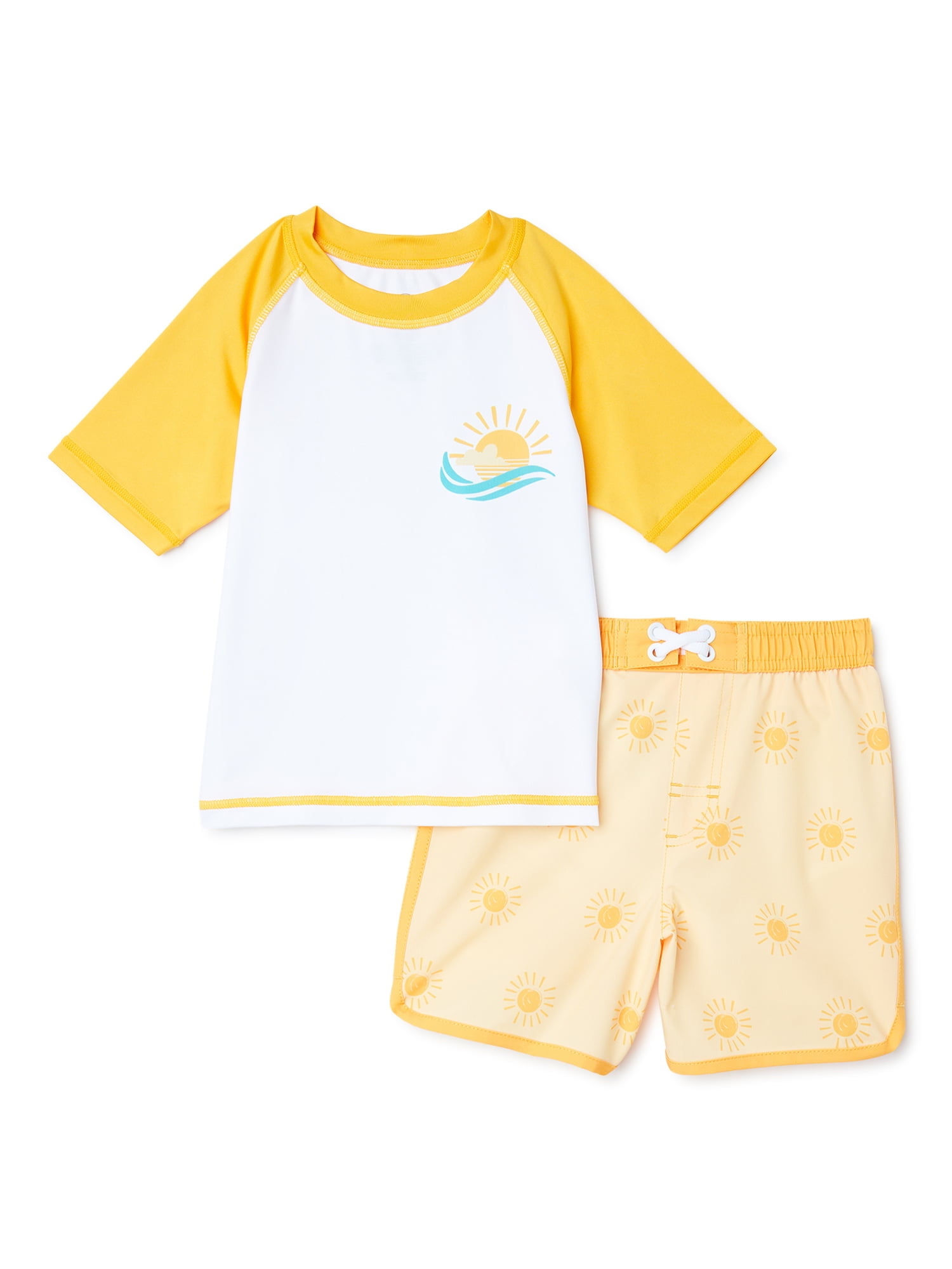 Wonder Nation Toddler Boy Short Sleeve Rashguard Swim Set, Sizes 12M5T
