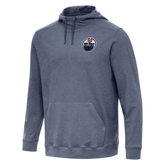 Men's Antigua Heather Navy Edmonton Oilers Cloud Pullover Hoodie
