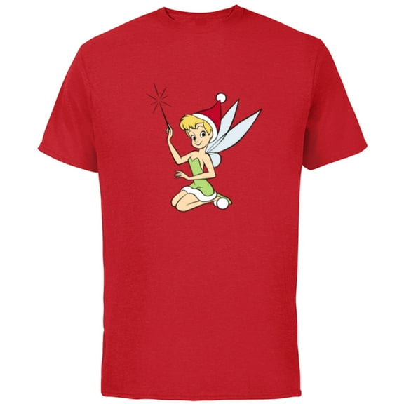 Disney Peter Pan Tinker Bell Christmas Fairy Santa Hat - Short Sleeve Cotton T-Shirt for Adults - Customized-Red