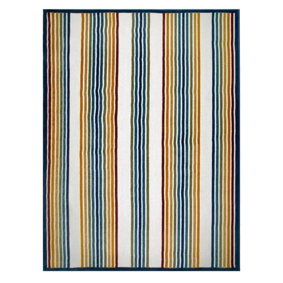Leick Home 595017 Blithe Multi-Color Line Indoor Outdoor Area Rug Rectangle 3x5
