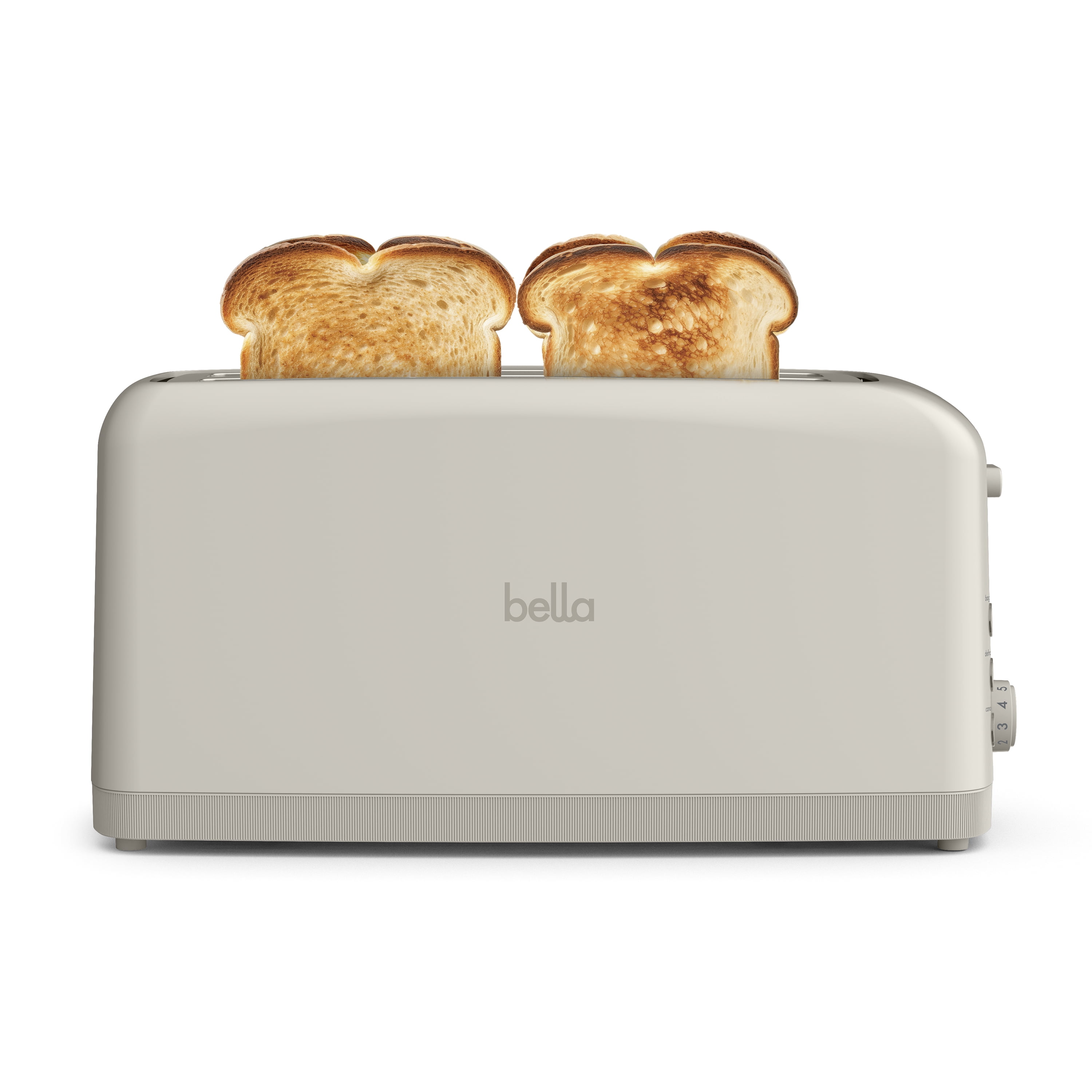 bella 4-Slice Slim Toaster with Extra Long Slot, 6 Setting Shade Control with Reheat & Cancel Buttons, Anti Jam & Auto Shutoff, Oatmilk