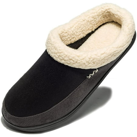 

Yazi Men s Warm Memory Foam Suede Plush Shearling Lined Slip on Indoor Outdoor Clog House Slippers