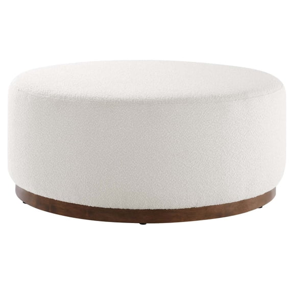 Ottoman Accent Chair, White Walnut, Fabric, French Living Lounge Cafe Lobby Hospitality Restaurant, Modern Contemporary HB36658