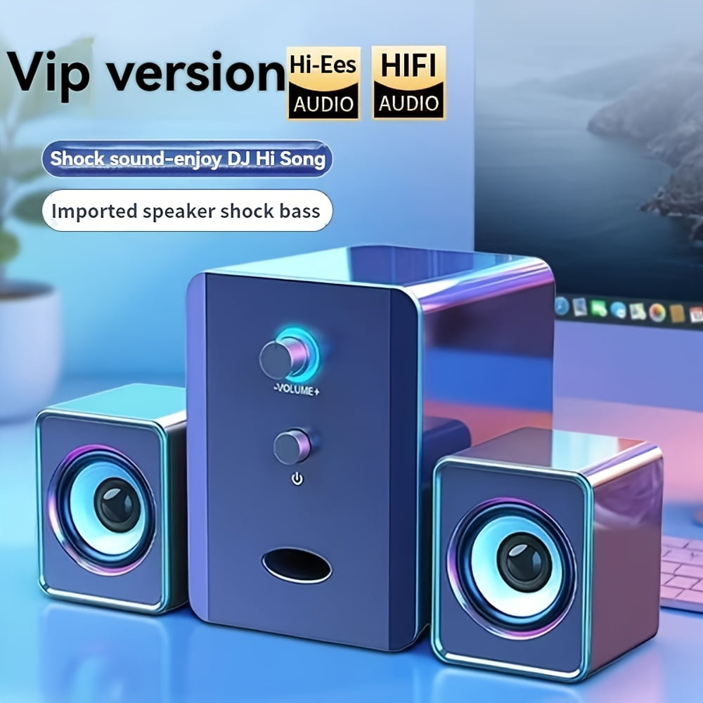 2.1 Sound System for Computer, Wired Desktop Speakers with Powerful Subwoofer | Clear Audio for Home Office, Gaming PC, Laptop & Streaming | Perfect Multimedia Soundbar for Movies & Music