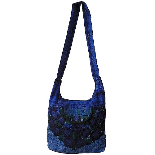 Large Floral Embroidered Lightweight Plaid Material Hobo  display picture 1