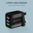 thumbnail image 3 of Cargador 5V 2.4A 3 Puertos USB Smart QC 3.0 Travel Fast (Reino Unido) Negro 5pcs Hugtrwg  Para estrenar, 3 of 8