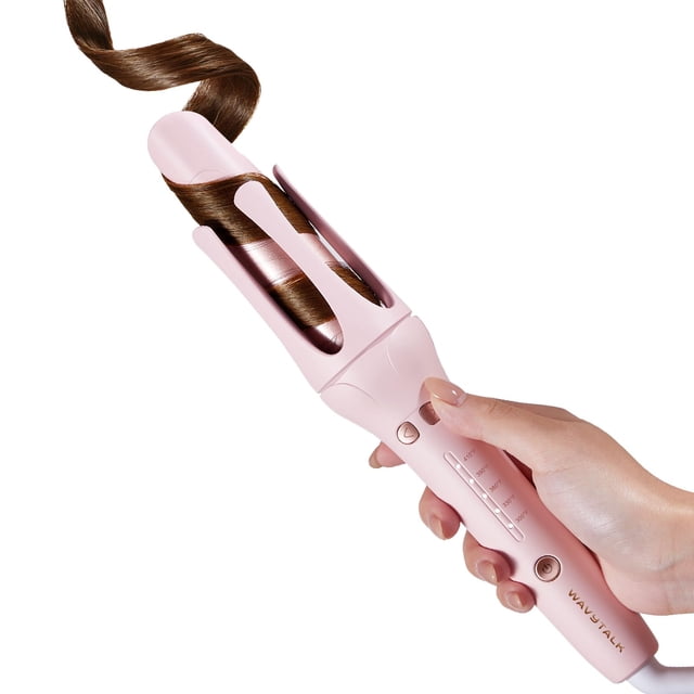Rizador de pelo automático giratorio Wavytalk, rizador de pelo, 1.25 pulgadas, rosa