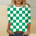 thumbnail image 6 of FNFYFH 3/4 Length Sleeve Womens Plus Size Tops Crew Neck Checkered Shirt Loose Fit Tunic Blouses, 6 of 6