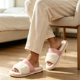 thumbnail image 2 of Agkizg Womens Fuzzy Slippers, House Slippers, Open Toe One Strap House Slippers Fuzzy Lined Flat Casual Indoor Bedroom Daily Slippers, 2 of 7