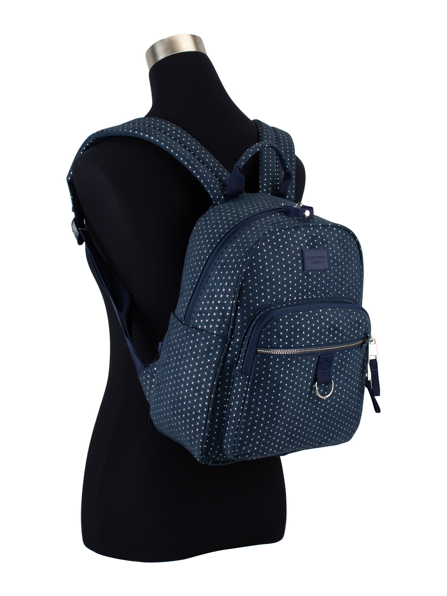 Eastsport Lauren Mini Backpack, Navy Glitter Dots