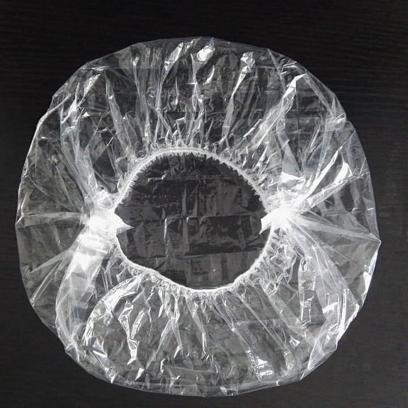 100 Pcs Disposable Shower Cap One-off Bathing Cap Salon Hotel Travel Plastic Hair Cover White