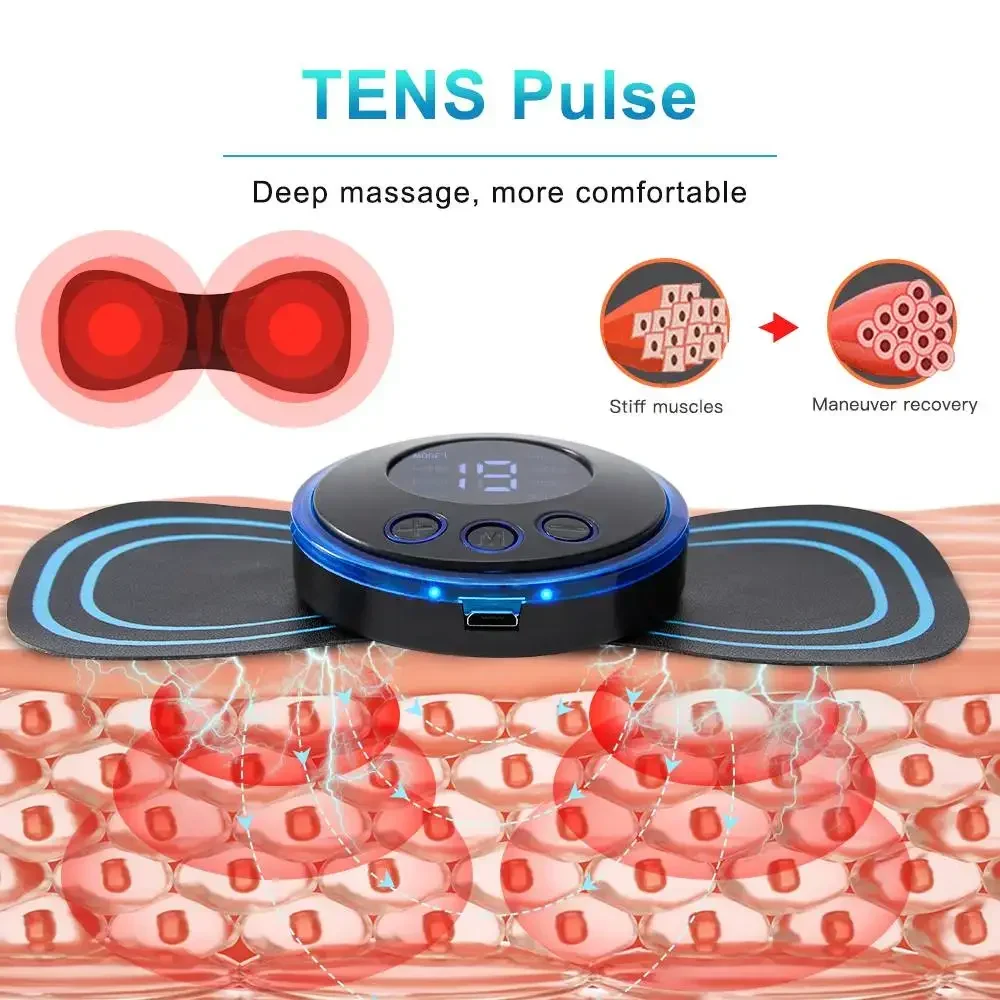 Electric EMS Neck Massager Mini Cervical Back Patch Stimulator Massageador Mat Portable