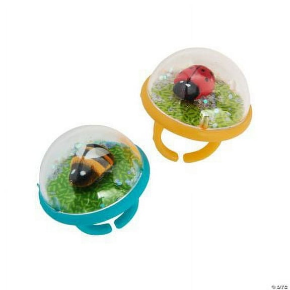 Insect Snow Globe Ring Assortment, Birthday, Jewelry, 12 Pieces