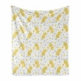thumbnail image 1 of Mustard Soft Flannel Fleece Throw Blanket, Pattern with Floral Branch and Polka Dots Abstract Botanical, Cozy Plush for Indoor and Outdoor Use, 60" x 80", Multicolor, by Ambesonne, 1 of 6
