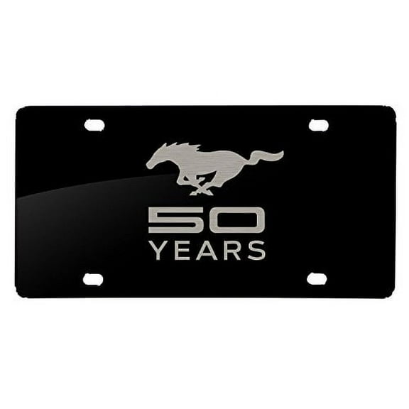 Ford Mustang 50 Years Laser Mark Matt-Look Black Acrylic License Plate