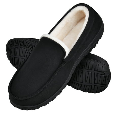 

NCCB Mens Slippers House Shoes with Memory Foam Moccasin Slipper Black Size 8