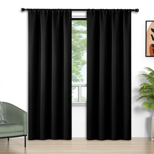Blackout Cortinas Juego de 2 Paneles, Cortinas de Oscurecimiento de Habitación con Bolsillo para Barra de 52x96 Pulgadas, Cortinas Térmicas Aisladas para Ventanas en Verano, Cortinas Sólidas con Priv