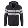 thumbnail image 1 of Chandail d'Hiver à Capuche pour Hommes Cardigan à Manches Longues Rayé Mode Chaud Épais Confortable Élégant Décontracté, 1 of 5