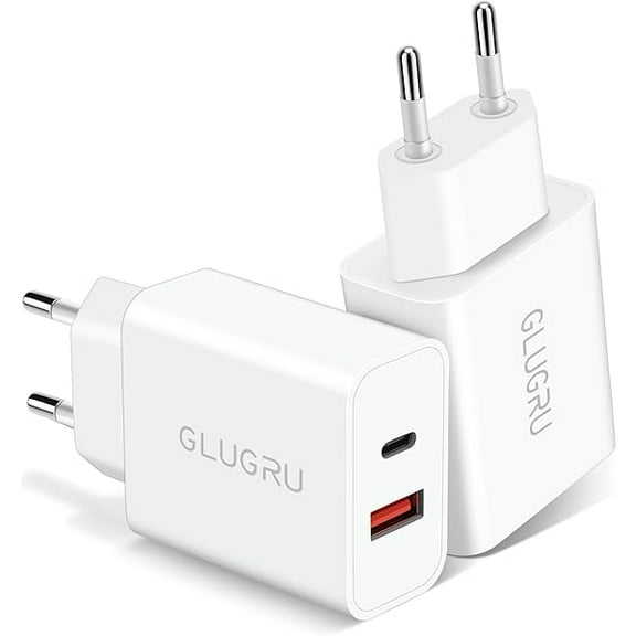 European Travel Plug Adapter, 2-Pack 20W Dual Port USB C Wall Charger Type C Fast Charging Block International Power Adapter US to Europe EU for iPhone 16 15 14 13 12 11 Pro Max, iPad, Samsung