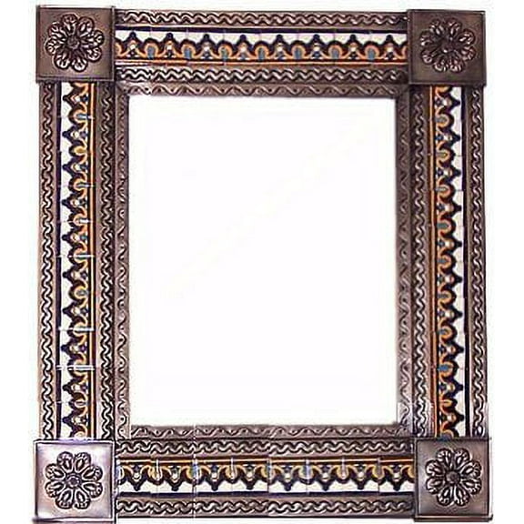 Medium Brown Milan Tile Talavera Tin Mirror