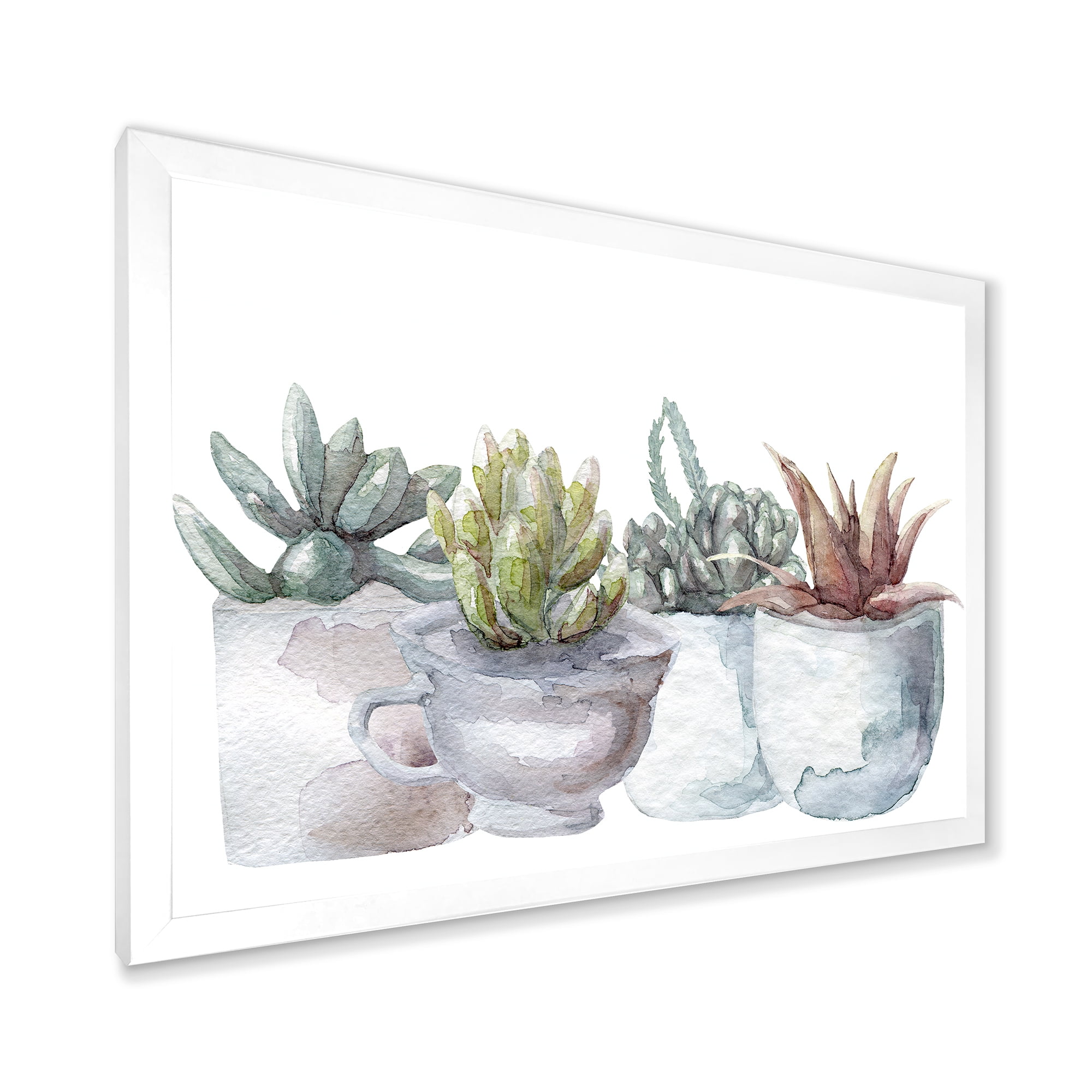 Designart 'Succulent and Cactus House Plants IV' Farmhouse Framed Art Print