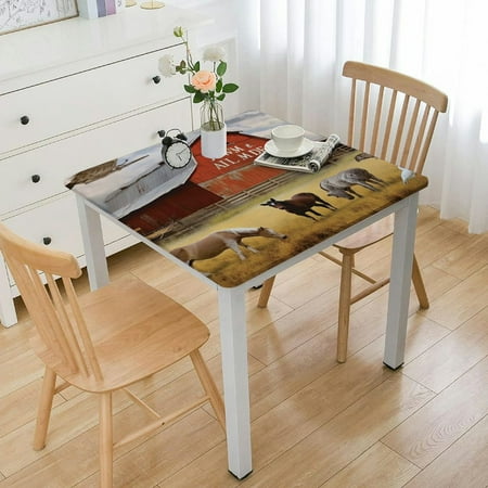 

Facannap Horses Cows Barn Square Tablecloth Oil Resistant Wear Resistant Reusable Desktop Protection 100% Polyester Fiber 36*36
