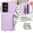 thumbnail image 2 of Jiahe Cover for Samsung Galaxy S23 Ultra, Zipper Wallet Case,RFID Blocking PU Leather Shockproof Kickstand Folio Case with Card Slots Holder Shoulder Strap Lanyard Case Cover, purple, 2 of 8