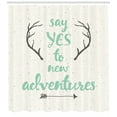 thumbnail image 3 of Ambesonne Adventure Shower Curtain, Words Antlers Arrows, 69"Wx70"L, Charcoal Grey Sea Green, 3 of 3