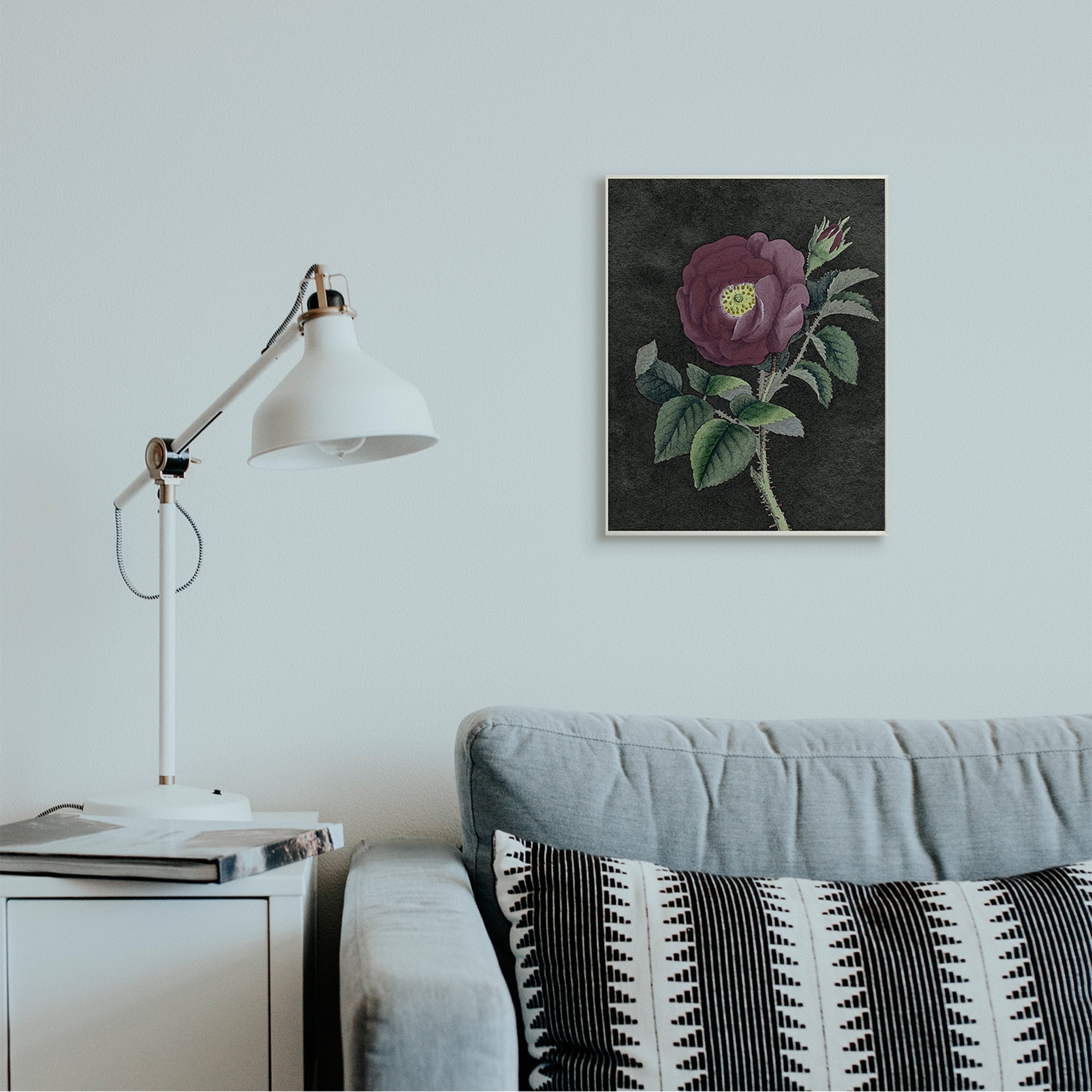 Stupell Industries Purple Poppy Vintage Illustration Thorne Flower Wall Plaque by Daphne Polselli