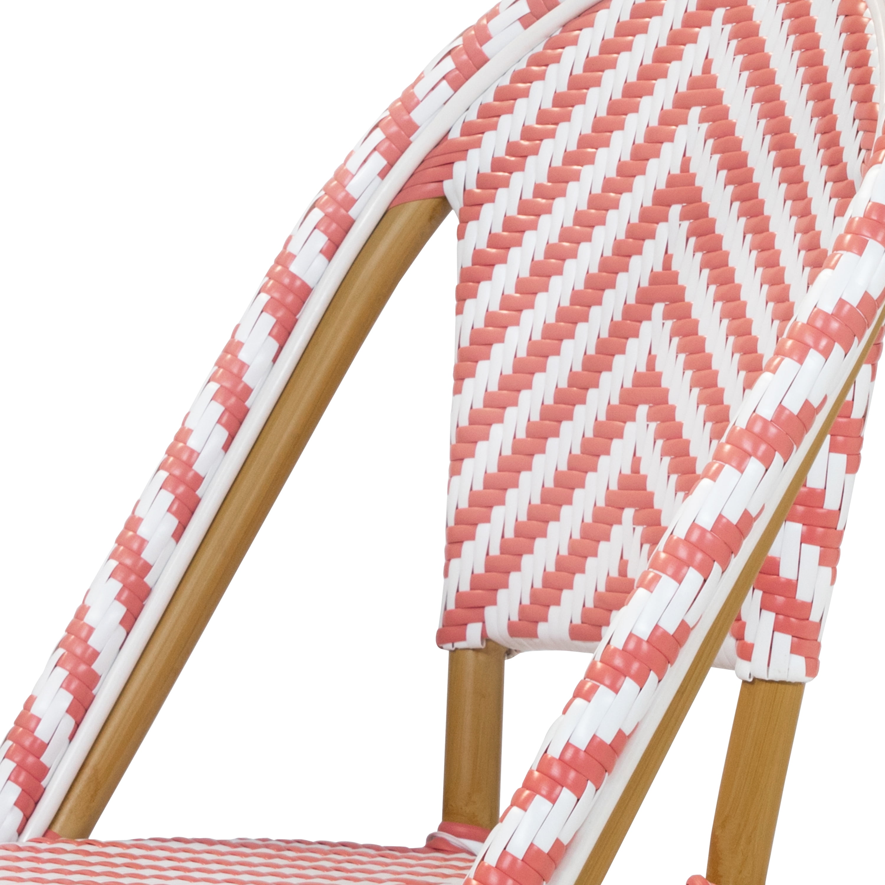 Furniture of America Tahit Outdoor Dining Chair - Faux Rattan - Set of 2 - Armless - Pink
