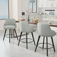 thumbnail image 6 of VINGLI 26" H Swivel Barstools Set of 2, PU Leather Upholstered Counter Stool with Back, Kitchen High Chairs Counter Height Bar stools with Cushion, Solid Wood Legs, Black, 6 of 14