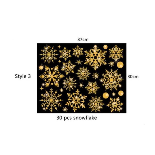 Pegatinas de ventana de pared de Snowflak de Navidad, decoraciones electrostáticas para la casa, efecto de purpurina, habitación de niños, pegatinas de Año Nuevo