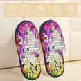 thumbnail image 2 of Fotbe Colorful Tie Dye Stained Glass 3 Pantuflas Peludas para Mujer con Estampado, Zapatillas de Peluche, Zapatos de Invierno para Casa, Uso Interior y Exterior-Large, 2 of 8