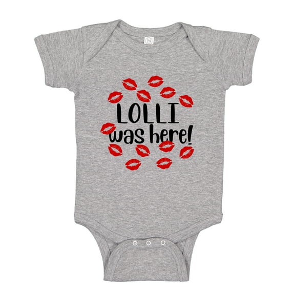 Lolli Was Here Baby Bodysuit One Piece NB Athletic Heather