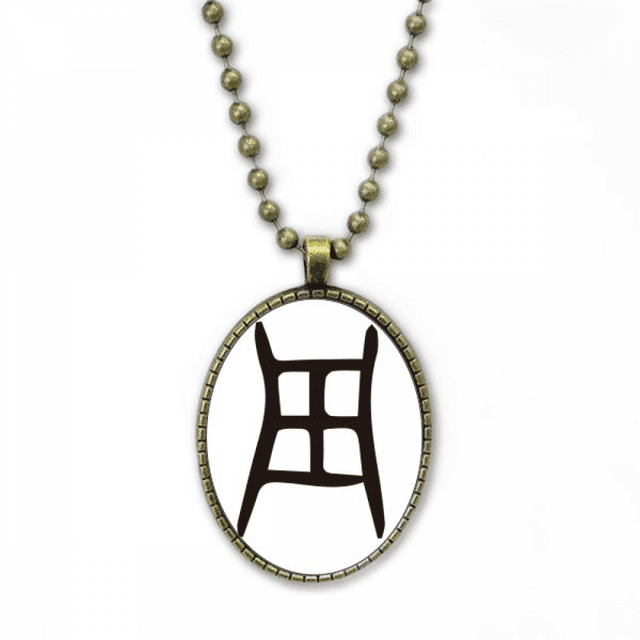 Inscription Osseuse Personnage Chinois Collier Zhou Chaîne Vintage Pendentif Collection de Bijoux
