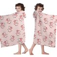 thumbnail image 4 of Cow and Heart Pink Pattern Hooded Bath Towel Wrap for Teens Ages 3 To 12, Soft Lightweight Quick Dry Microfiber Bath Beach Pool, 60"x35", 4 of 6