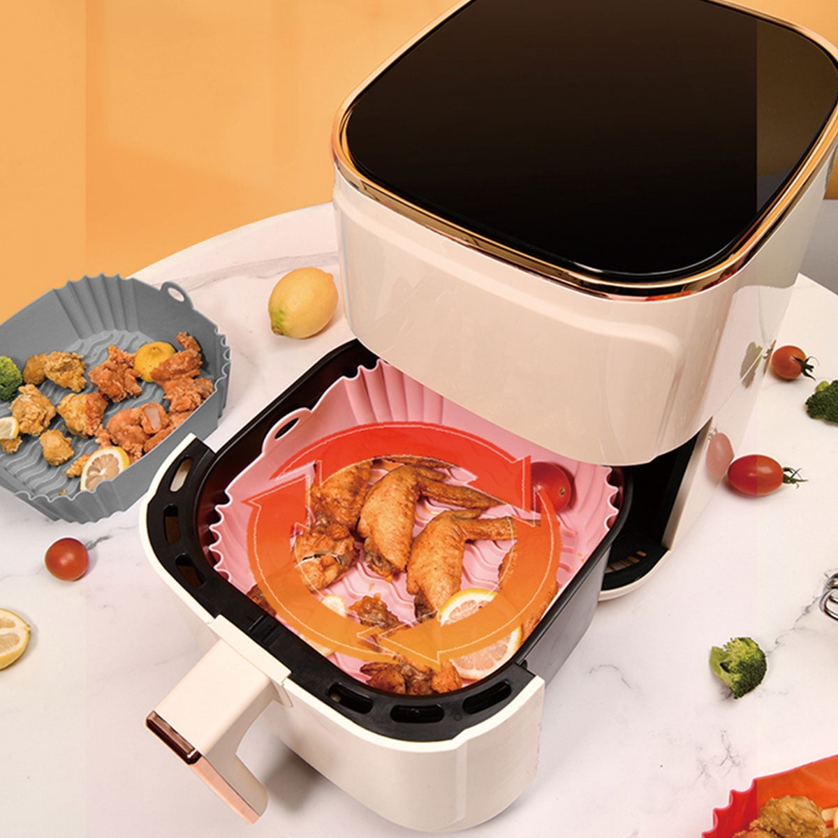 Dropship Air Fryer Silicone Pot With Handle Reusable Liner Heat
