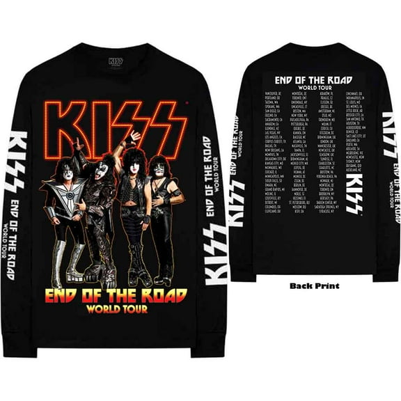 KISS Unisex Long Sleeve T-Shirt End Of The Road Tour (Back & Sleeve Print) (Small)