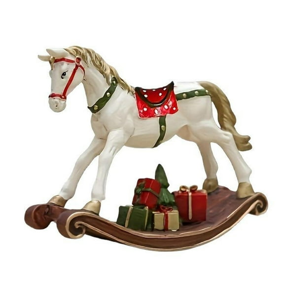 Animal Sculpture Rocking Horse Statue Desktop Collectible Table Centerpiece Resin Material for Office Bedroom